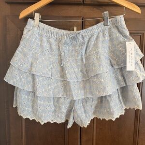 Light Blue Eyelet Ruffle Skort